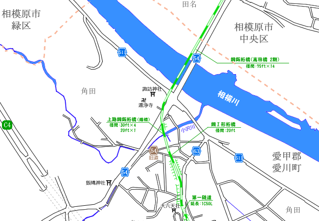 地図：小沢地区周辺路線図