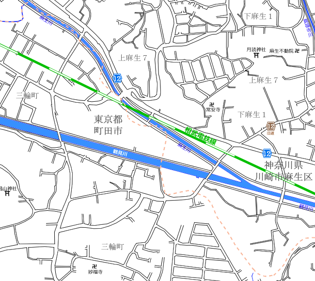 地図：鶴川～中里③周辺路線図