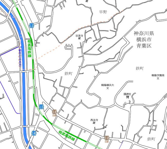 地図：鶴川～中里⑤周辺路線図