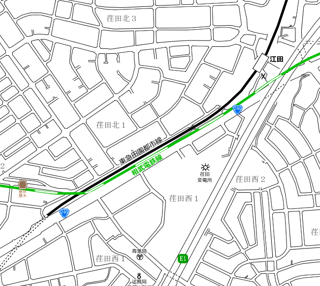 地図：中里～荏田③周辺路線図