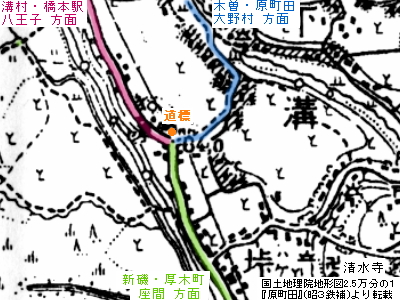 図表:国土地理院発行2.5万分の1『原町田』昭3鉄補より