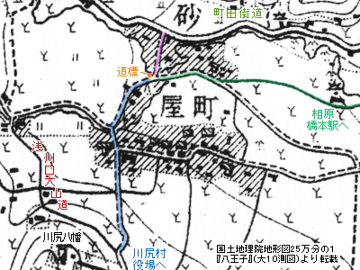 図表:国土地理院発行25万分の1『八王子』大10測図より