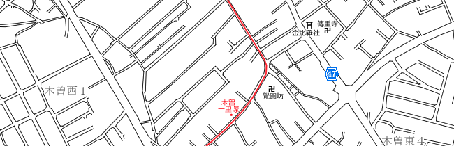 図表:木曽一里塚付近地図